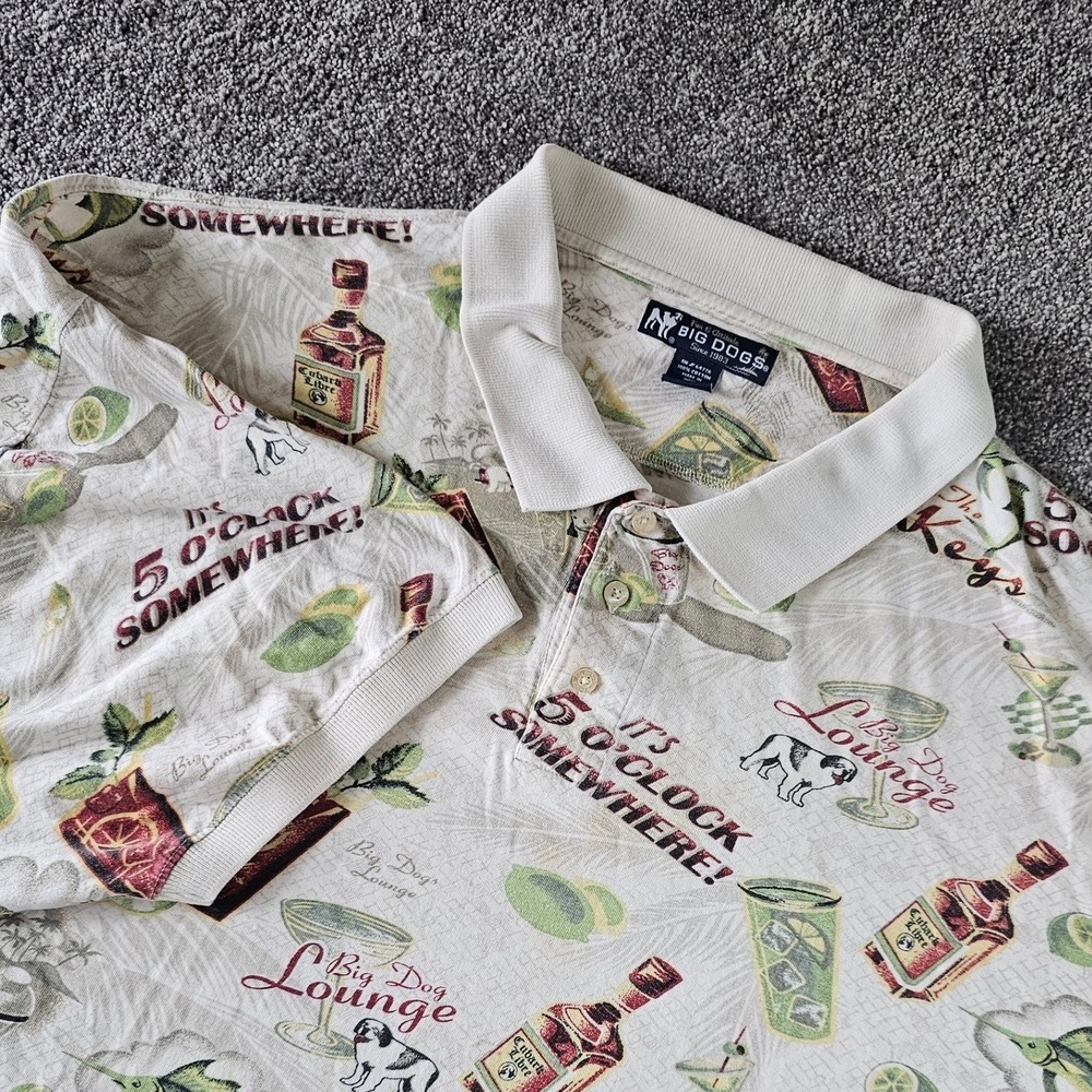 Vintage Dogs Polo Shirt Mens 5X Its 5 OClock Somewhere Dad Style oversized